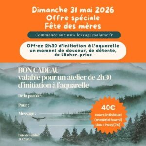 Bon cadeau Fête des mères 2026 - Cours individuel - Initiation à l'aquarelle